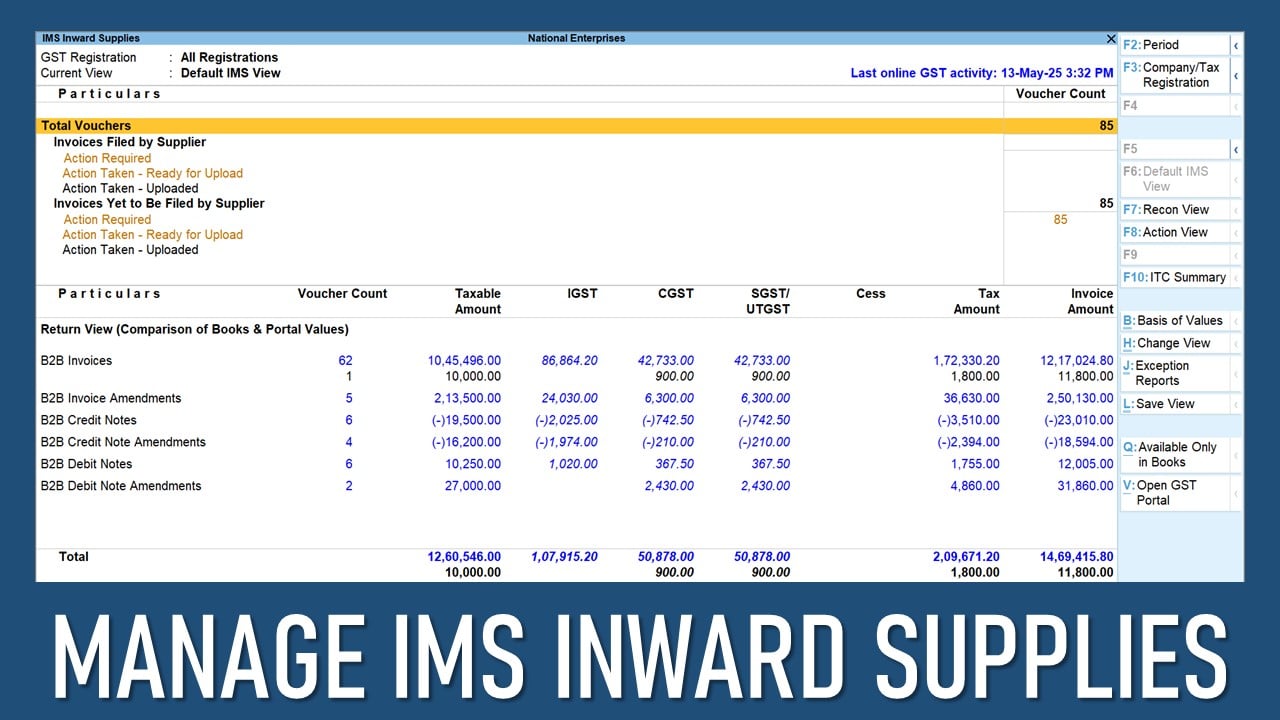 GST Return Filing: How to Manage IMS Inward Supplies in TallyPrime